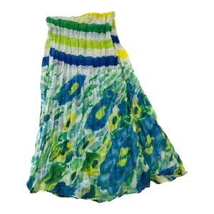 New York & Company Sheer Abstract Scarf Blue Green Yellow Lightweight Wrap